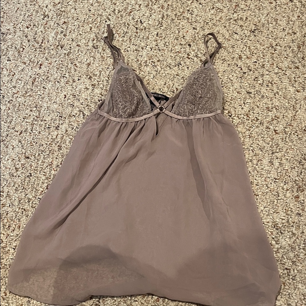 Victoria's Secret Lavender/Mauve Lace-Trim Babydoll Chemise Medium